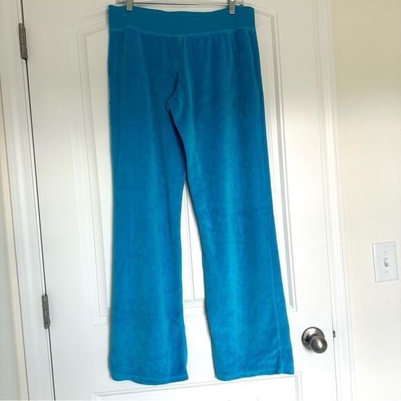Y2K PINK VS Large Blue Velour Flare Blue Bling Track Sweatpants Plush 2000’s VTG - Picture 11 of 11